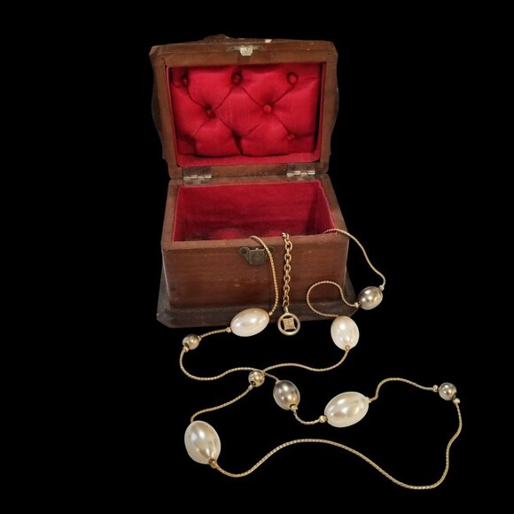 Vtg Givenchy Faux Pearl Necklace & Iridescent Stone Necklace Bundle - Picture 2 of 16